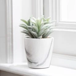 Artificial Succulent In White Marble Plant Pot -Dunelm Store 1000183132 alt02