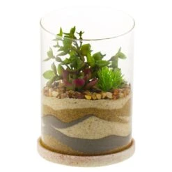 Artificial Succulent Garden In Sand Glass Terrarium -Dunelm Store 1000183134 alt03