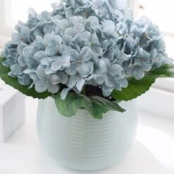 Artificial Teal Hydrangeas In Ceramic Plant Pot -Dunelm Store 30687465 alt01