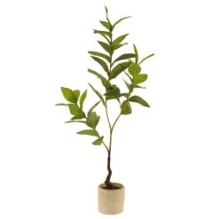 Artificial Lemon Leaf In Concrete Plant Pot 9 Artificial Lemon Leaf In Concrete Plant Pot -Dunelm Store 30724505 alt04