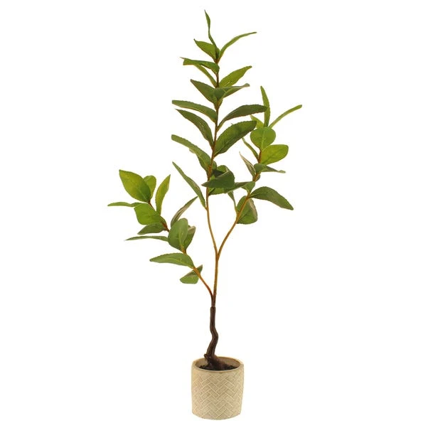 Artificial Lemon Leaf In Concrete Plant Pot 5 Artificial Lemon Leaf In Concrete Plant Pot - Image 5