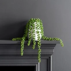 Artificial String Of Pearls In White Ceramic Plant Pot