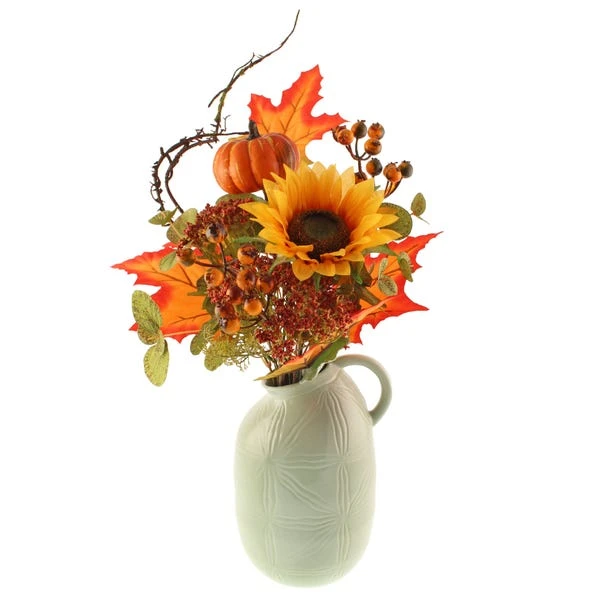 Artificial Autumn Sunflower Bouquet In Ceramic Plant Pot 5 Artificial Autumn Sunflower Bouquet In Ceramic Plant Pot - Image 5