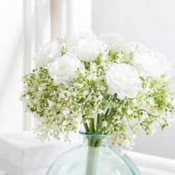 Artificial Rose And Gypsophila Bouquet -Dunelm Store 30726476 alt02