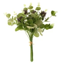 Artificial Thistle And Eucalyptus Lilac Bouquet -Dunelm Store 30730238 alt03