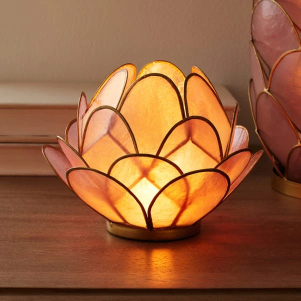 Capiz Pink Tealight Holder 2 Capiz Pink Tealight Holder - Image 2