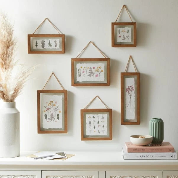 Set Of 6 Pretty Boho Dried Floral Framed Prints 1 Set Of 6 Pretty Boho Dried Floral Framed Prints