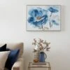 Gold Foil Blue Flower Framed Canvas -Dunelm Store 30766129