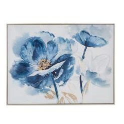Gold Foil Blue Flower Framed Canvas -Dunelm Store 30766129 alt02