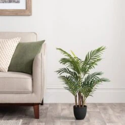 Artificial Areca Green Palm Tree In Black Plant Pot