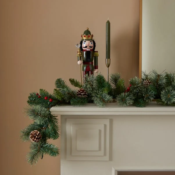 Artificial Pre Lit Cone And Berry Garland 1 Artificial Pre Lit Cone And Berry Garland