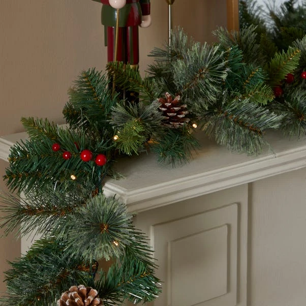 Artificial Pre Lit Cone And Berry Garland 2 Artificial Pre Lit Cone And Berry Garland - Image 2