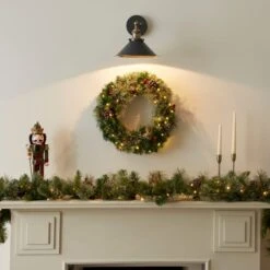 Artificial Pre Lit Cone And Berry Garland 6 Artificial Pre Lit Cone And Berry Garland -Dunelm Store 30773139 alt02