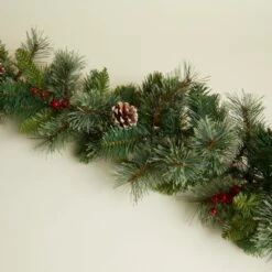 Artificial Pre Lit Cone And Berry Garland 7 Artificial Pre Lit Cone And Berry Garland -Dunelm Store 30773139 alt03