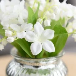 Artificial Lily Of The Valley Bouquet In Silver Metallic Vase -Dunelm Store 30827284 alt03
