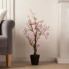 Artificial Pink Cherry Blossom Tree In Black Plant Pot -Dunelm Store 30863966
