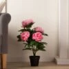 Artificial Pink Peony Plant In Black Plant Pot -Dunelm Store 30863970