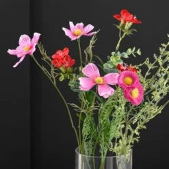Artificial Pink And Red Wildflower Bouquet In Glass Vase -Dunelm Store 30869575 alt02