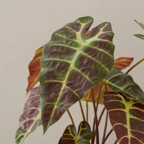 Artificial Alocasia In Ribbed Cream Ceramic Plant Pot 3 Artificial Alocasia In Ribbed Cream Ceramic Plant Pot - Image 3