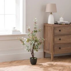 Artificial Premium Eucalyptus In Black Plastic Plant Pot