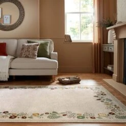 Camellia Floral Border Rug -Dunelm Store 30900186