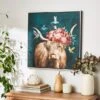 Floral Highland Cow Framed Canvas -Dunelm Store 30920544