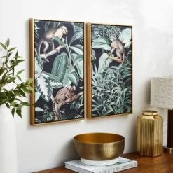 Set Of 2 Monkey Framed Canvases
