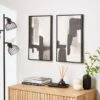 Set Of 2 Monochrome Abstract Framed Canvases -Dunelm Store 30920563