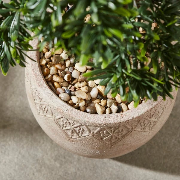 Artificial Green Pine Bonsai Tree In Rustic Natural Plastic Plant Pot 2 Artificial Green Pine Bonsai Tree In Rustic Natural Plastic Plant Pot - Image 2