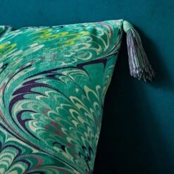 Feather Marble Cushion With Tassels -Dunelm Store 30927626 alt01