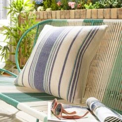 Striped Cotton Outdoor Square Cushion