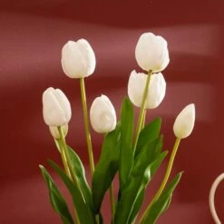 Artificial Tulip Spray In Cement Plant Pot -Dunelm Store 30958133 alt01