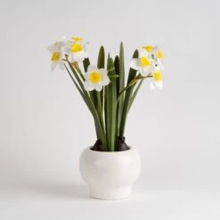 Artificial Daffodil Spray In Ceramic Plant Pot -Dunelm Store 30958149 alt03