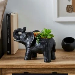 Artificial Succulents In Black Elephant Plant Pot
